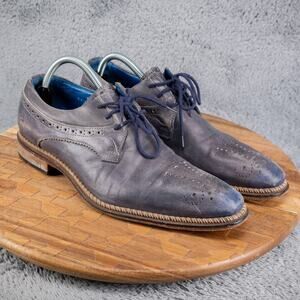 Jose Real Florence Men Size 41 (US 8.5) Wingtip Oxford Black/Bluish Gray Italy